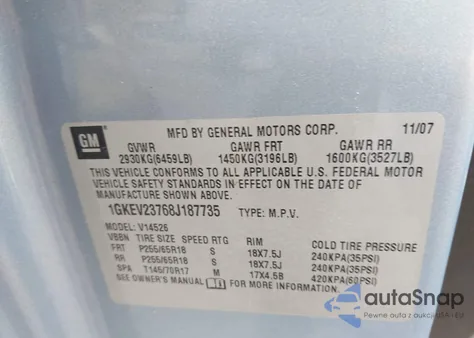 2008 GMC Acadia Slt-1 from USA, damaged, VIN 1GKEV23768J187735